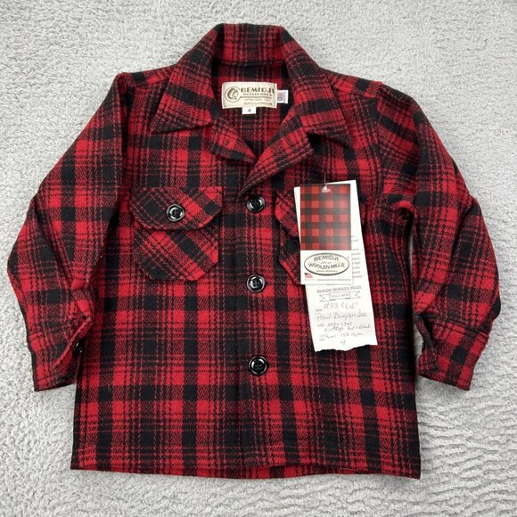 Bemidji Woolen Mills Paul Bunyan Jacket Buffalo Plaid Size 4 Kids Red